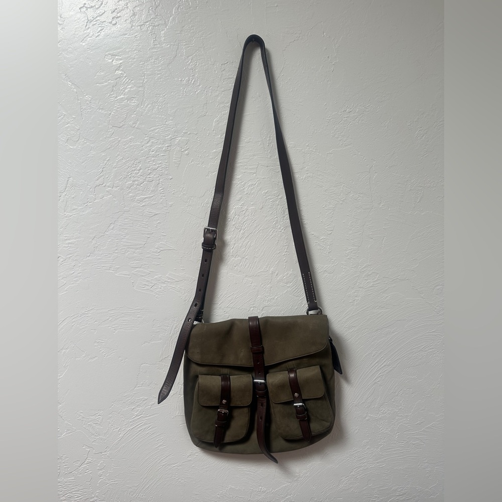 Tumi Green and Brown Messenger Bag